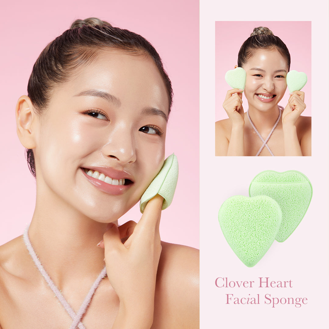 Éponge pour le visage en forme de cœur de trèfle