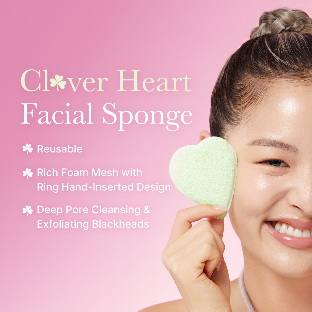 Éponge pour le visage en forme de cœur de trèfle